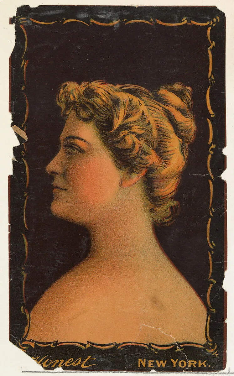 Portrait of actress facing left, from the Transparencies series (N137) issued by W. Duke, Sons & Co. to promote Honest Long Cut Tobacco — W. Duke, Sons & Co.
