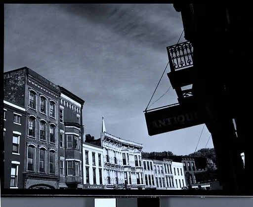 [Main Street with Antiques Sign in Foreground, Galena, Illinois]