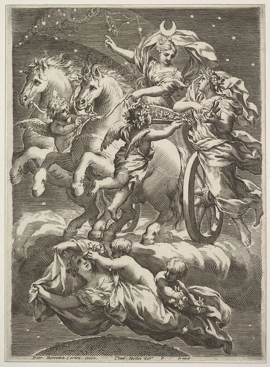 Diana in Her Chariot (La Lune sur son char) — Claude Mellan|Pietro da Cortona (Pietro Berrettini)|Giovanni Battista Ferrari