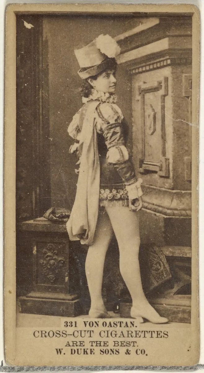 Card Number 331, Von Oastan, from the Actors and Actresses series (N145-3) issued by Duke Sons & Co. to promote Cross Cut Cigarettes — W. Duke, Sons & Co.