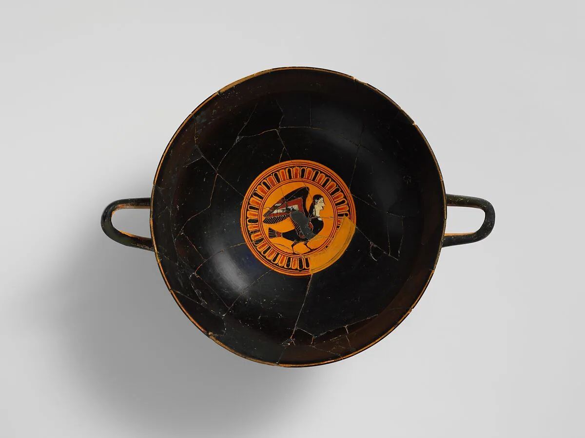 Terracotta kylix: lip-cup (drinking cup) — Tleson Painter