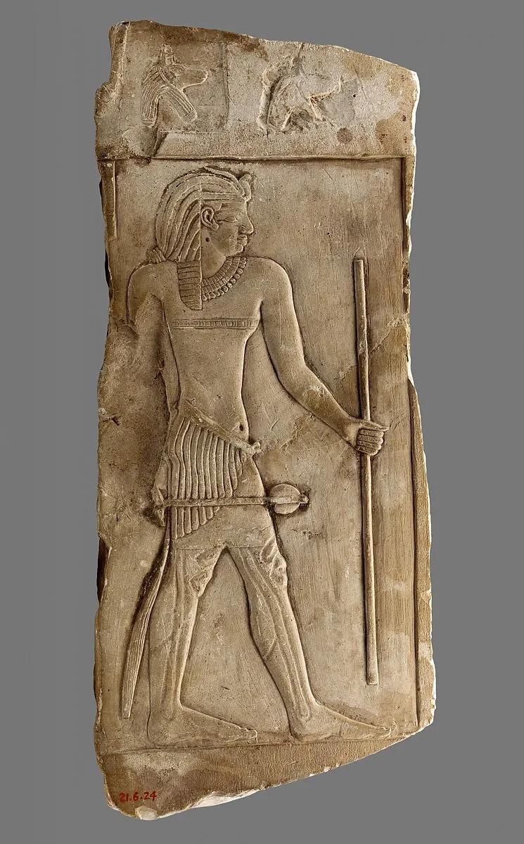 Sculptor's model/votive depicting a king and jackal busts — Unknown