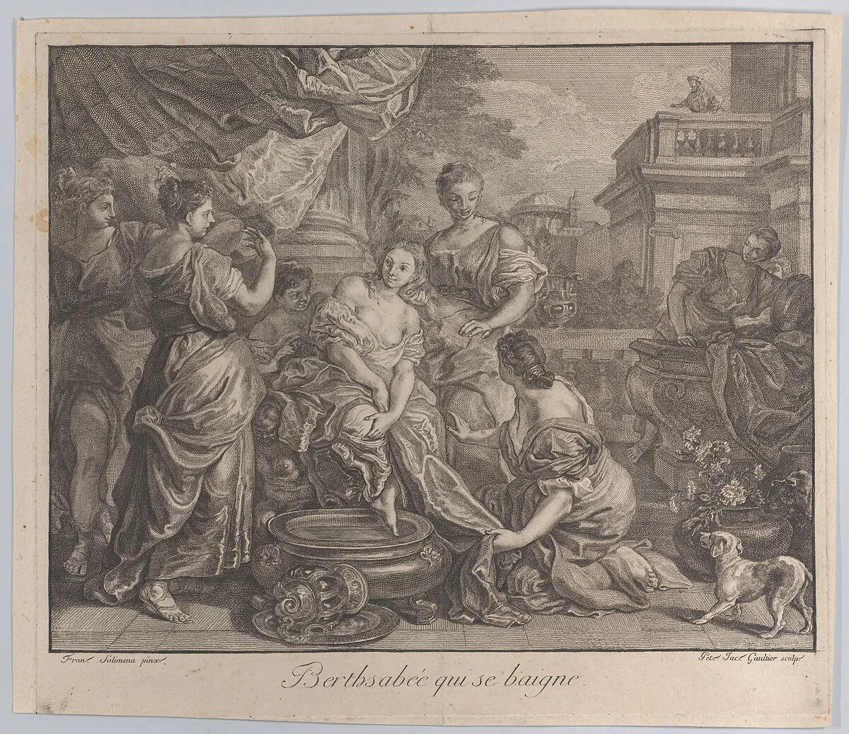 Bathsheba at her bath, with attendants surrounding her — Francesco Solimena|Pierre Jacques Gaultier