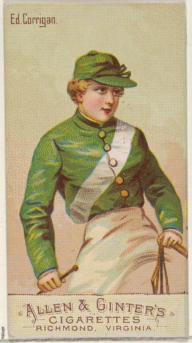 Edward Corrigan, from the Racing Colors of the World series (N22b) for Allen & Ginter Cigarettes — Allen & Ginter