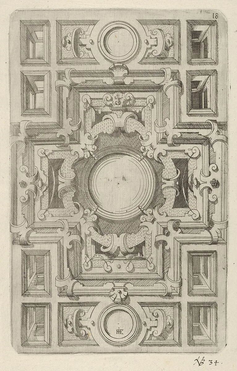 Design for a Ceiling with Strapwork and a Cross-shaped Center — Hans Jakob Ebelmann