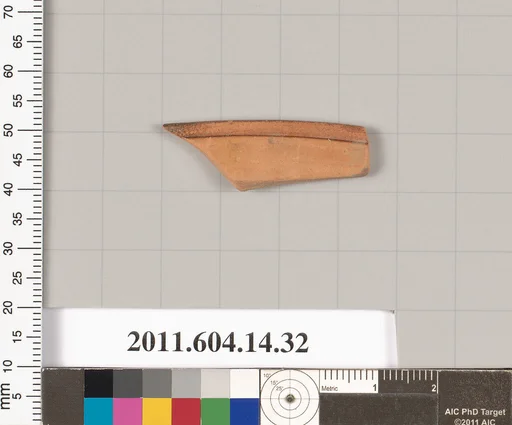 Terracotta fragment of a rim fragment of a kylix (drinking cup)