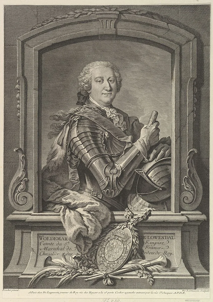 Portrait of Maréchal de Lowendal — François Boucher|Nicolas de Larmessin III