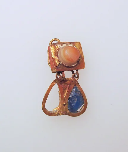 Earring-hook type, with pendants and agate setting