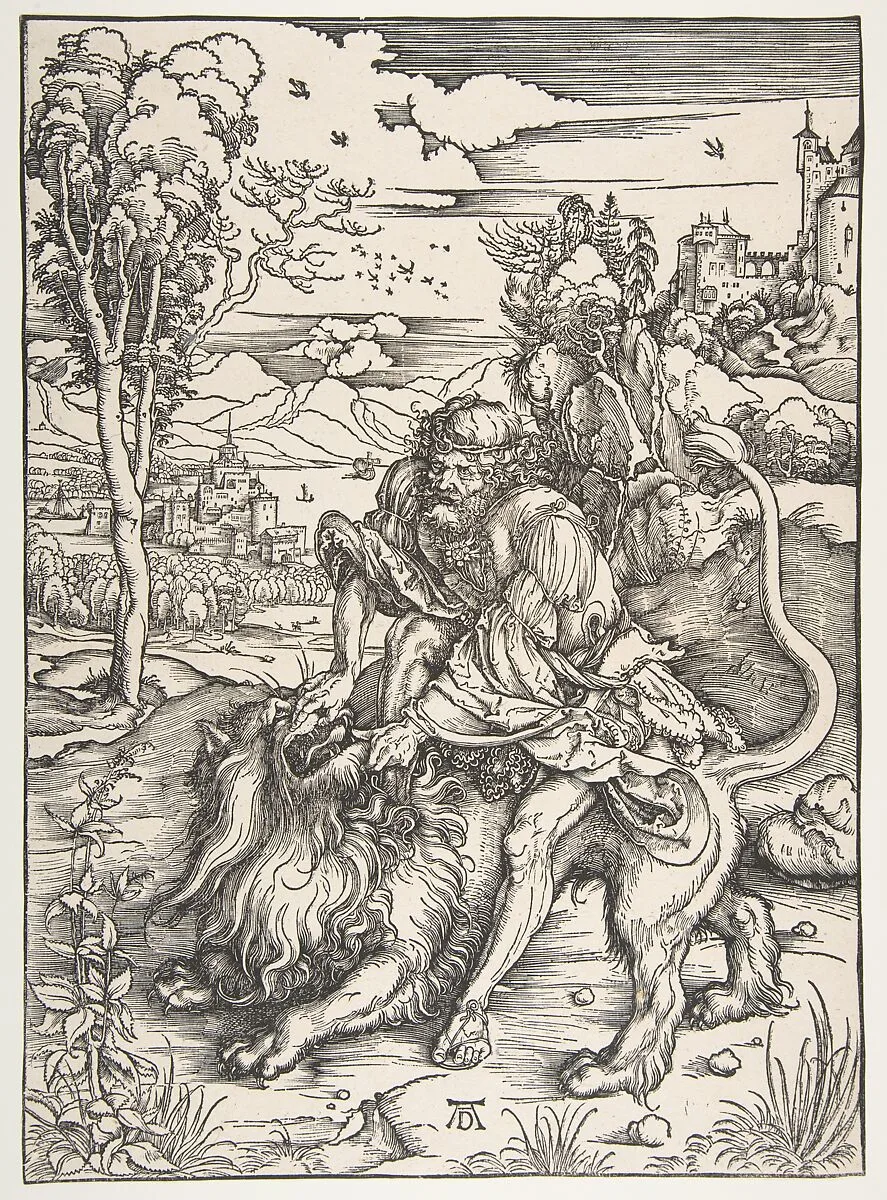 Samson Rending the Lion — Albrecht Dürer