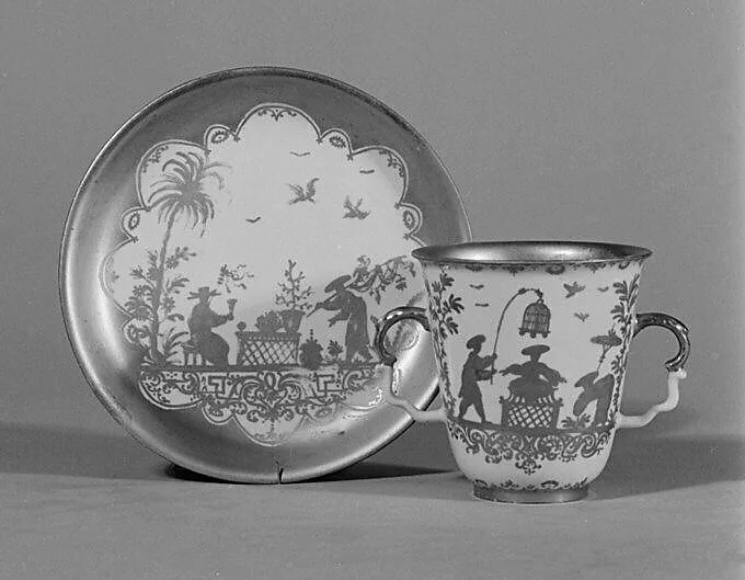 Two-handled beaker and saucer — Meissen Manufactory