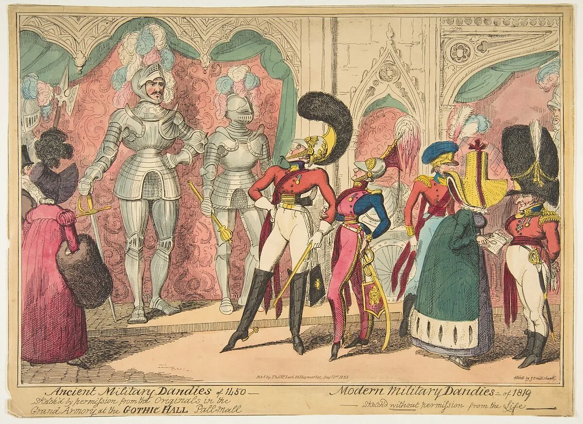 Ancient Military Dandies of 1450 – Modern Military Dandies of 1819 — George Cruikshank|Thomas McLean