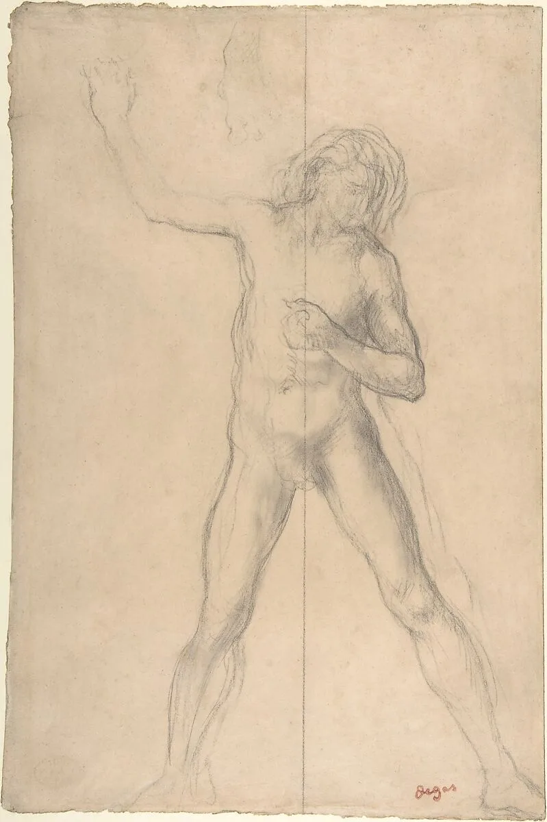 Standing Nude Youth, with right arm raised — Edgar Degas