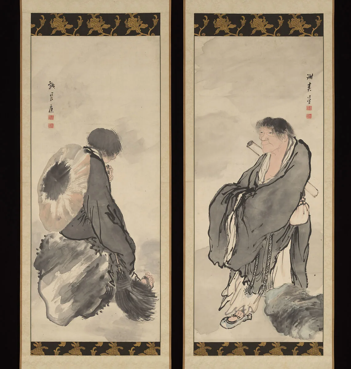与謝蕪村筆 寒山拾得図|Hanshan and Shide — Yosa Buson 与謝蕪村