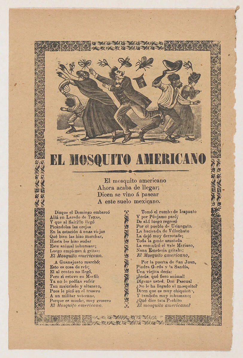 Broadsheet relating to the American Mosquito with verse critical of American imperialism — José Guadalupe Posada|Antonio Vanegas Arroyo