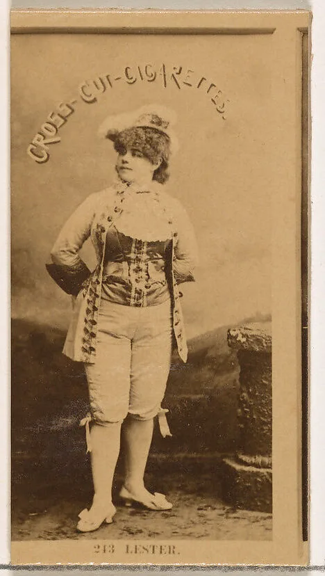 Card Number 243, Lester, from the Actors and Actresses series (N145-2) issued by Duke Sons & Co. to promote Cross Cut Cigarettes — W. Duke, Sons & Co.