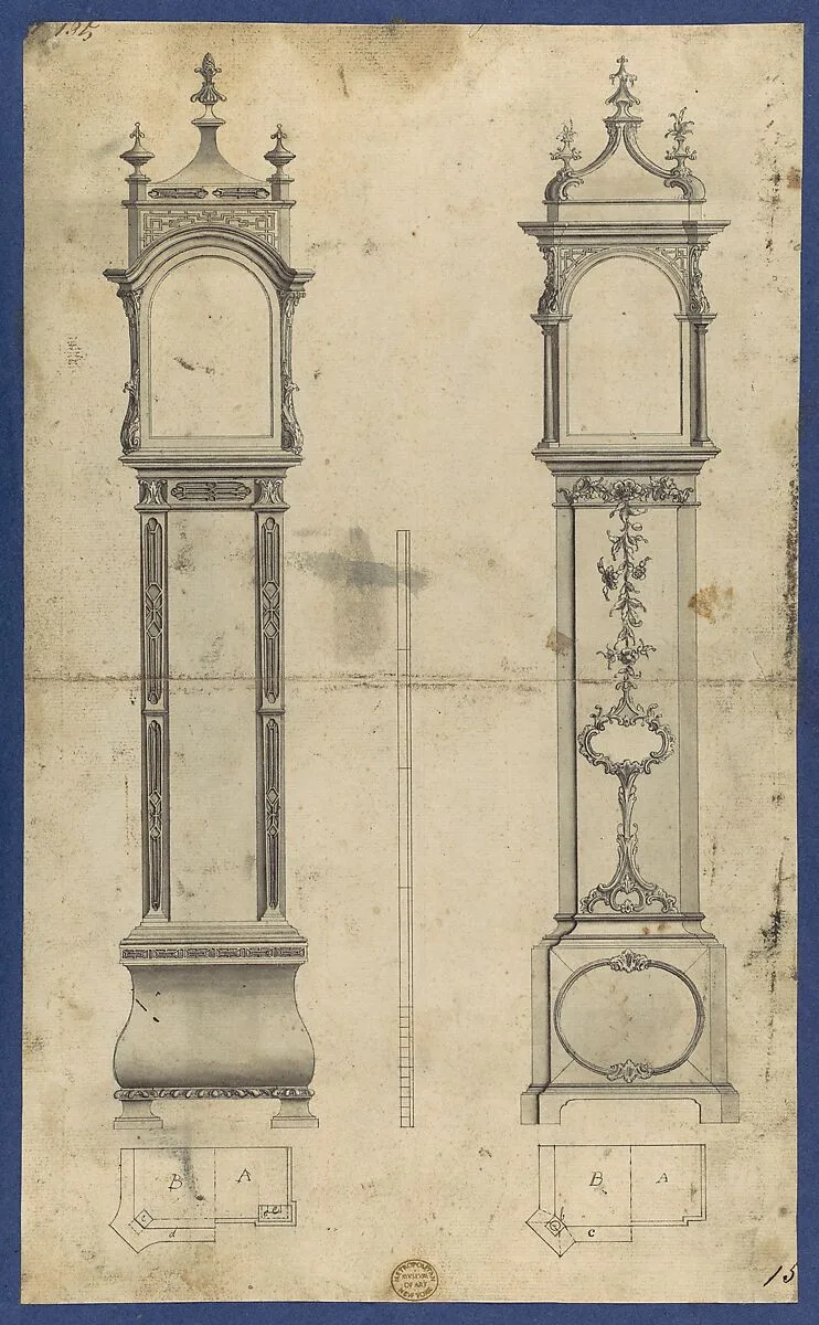 Clock Cases, in Chippendale Drawings, Vol. I — Thomas Chippendale