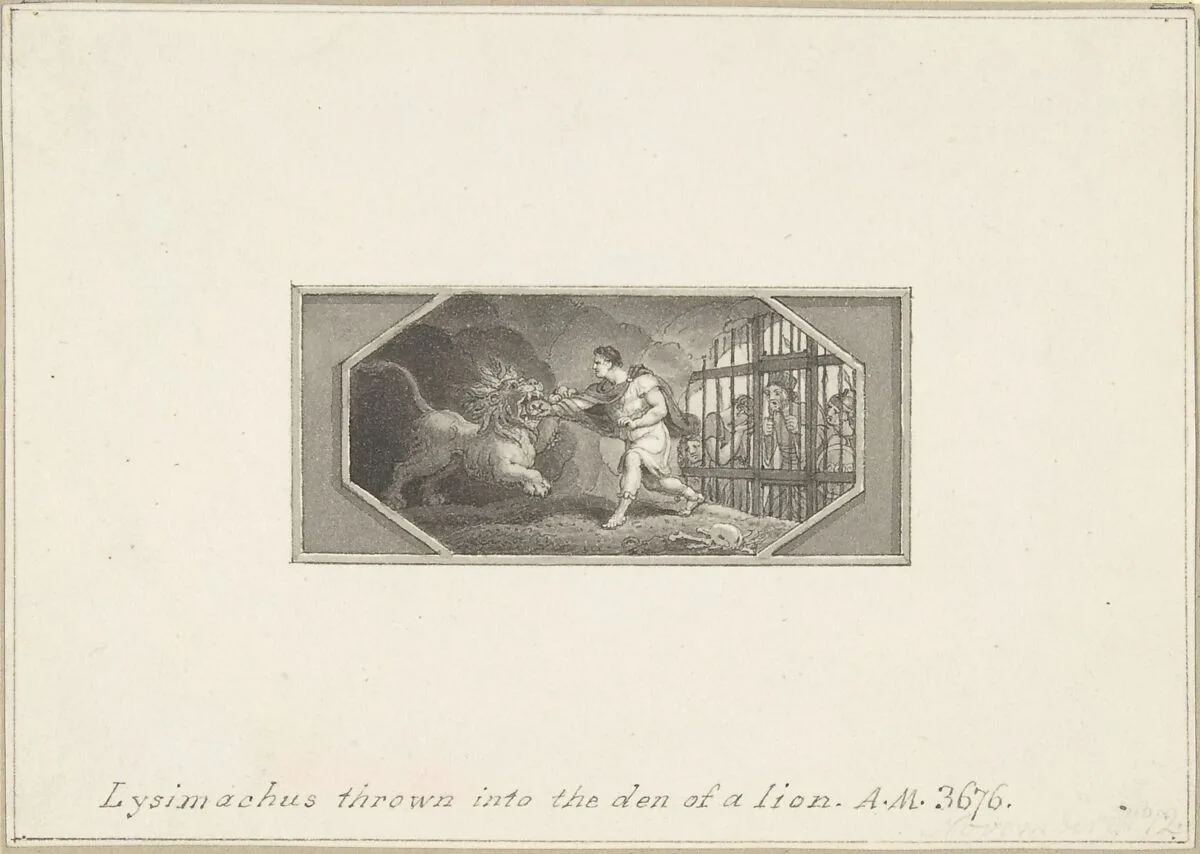 Lysimachus thrown into the Den of a Lion — Edward Francis Burney