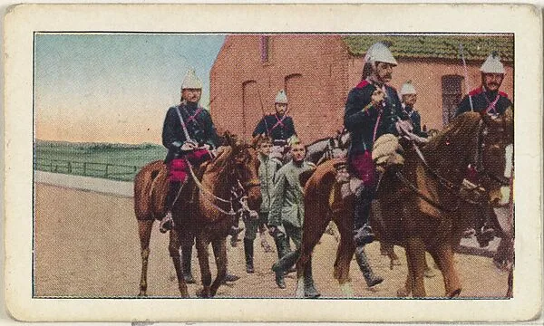 Card No. 94, Uhians Captured by French Dragoons at Guelzin, near de Drouai, Belgium, from the World War I Scenes series (T121) issued by Sweet Caporal Cigarettes — American Tobacco Company|Underwood & Underwood