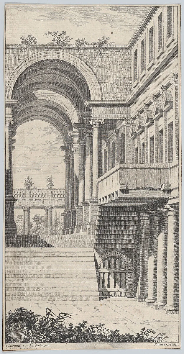 Architectural View with an Arch — Antonio Maria Visentini|François Vivares