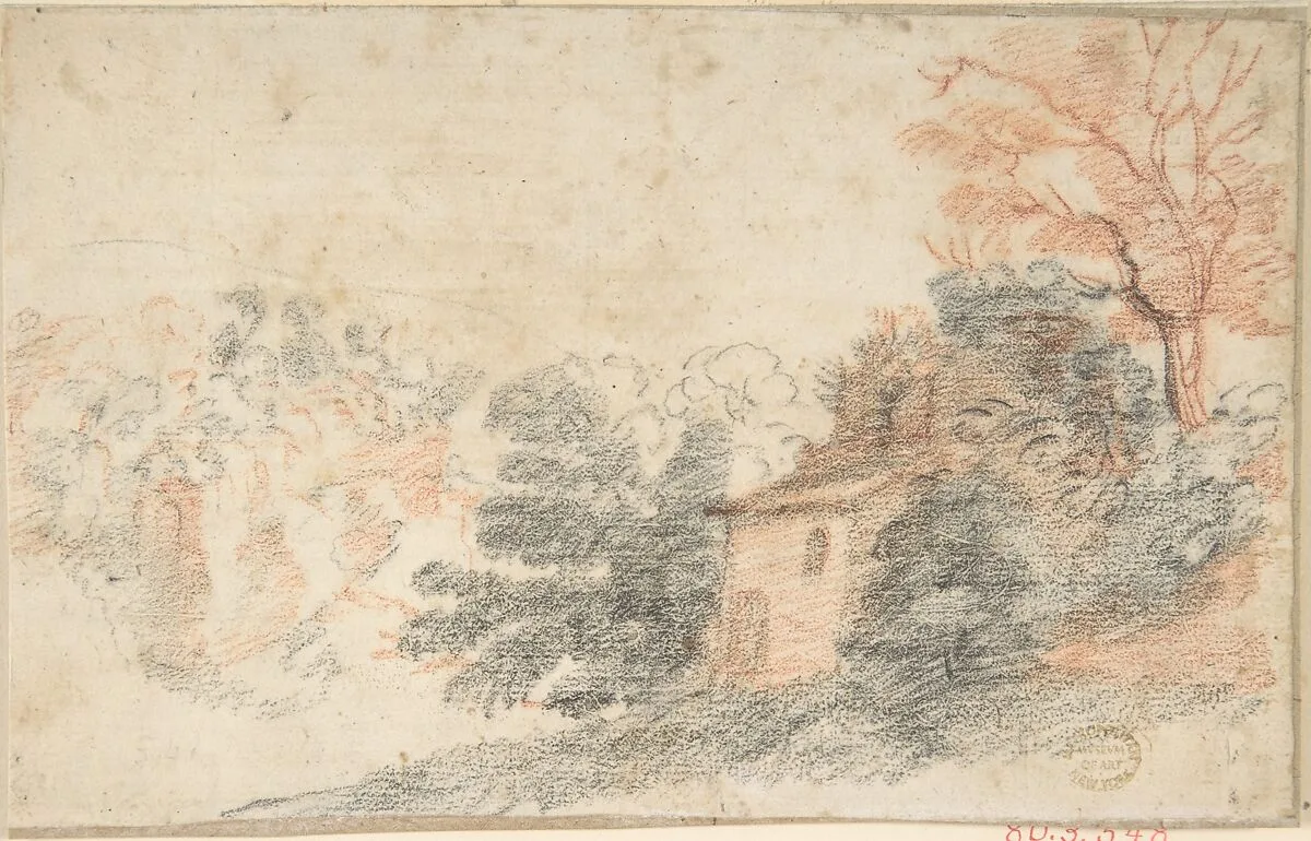 Landscape with House and Trees — Anonymous, Italian, Roman-Bolognese, 17th century