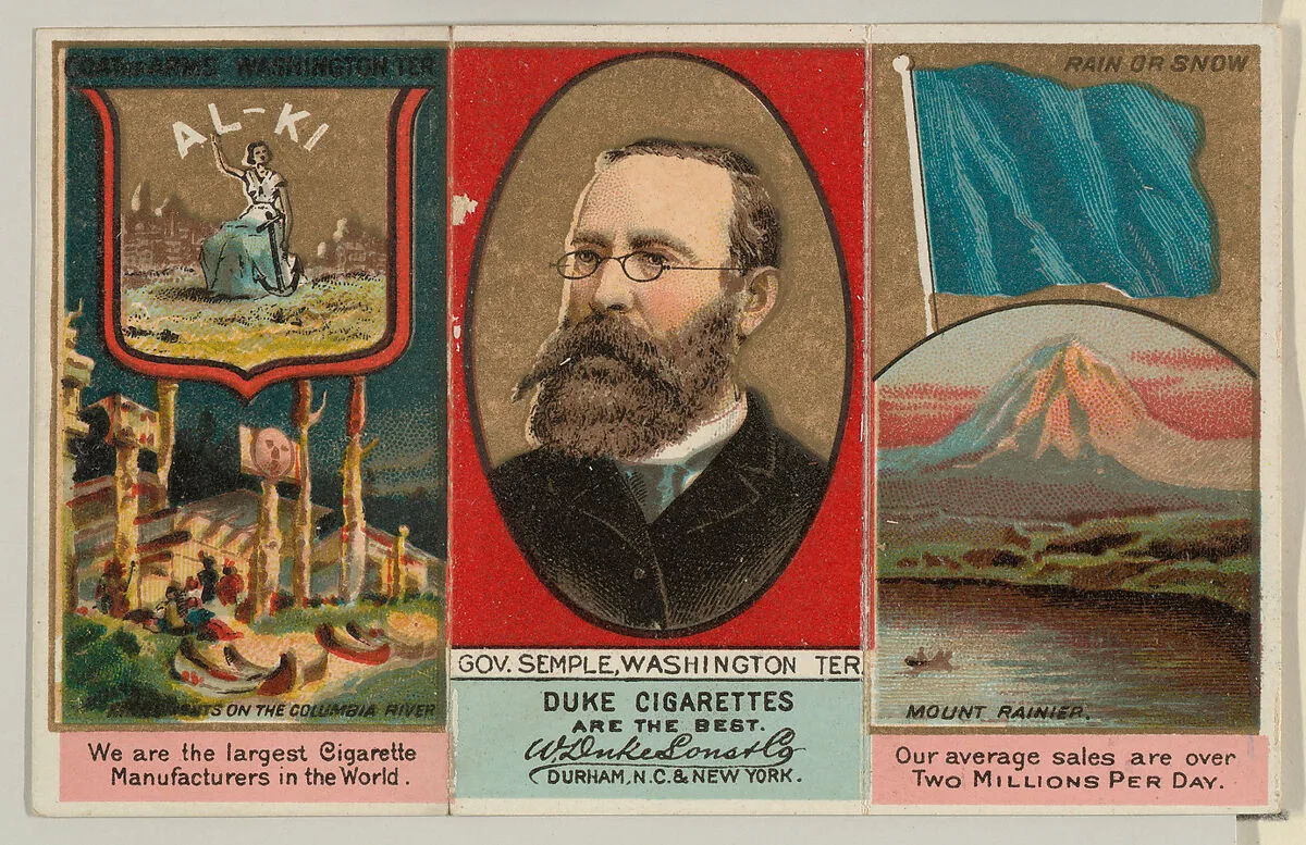 Governor Semple, Washington Territory, from "Governors, Arms, Etc." series (N133-2), issued by Duke Sons & Co. — W. Duke, Sons & Co.