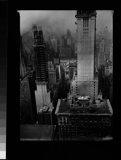 [Lefcourt Colonial and Lincoln Building Construction Sites, From Roof of Chanin Building?, New York City]