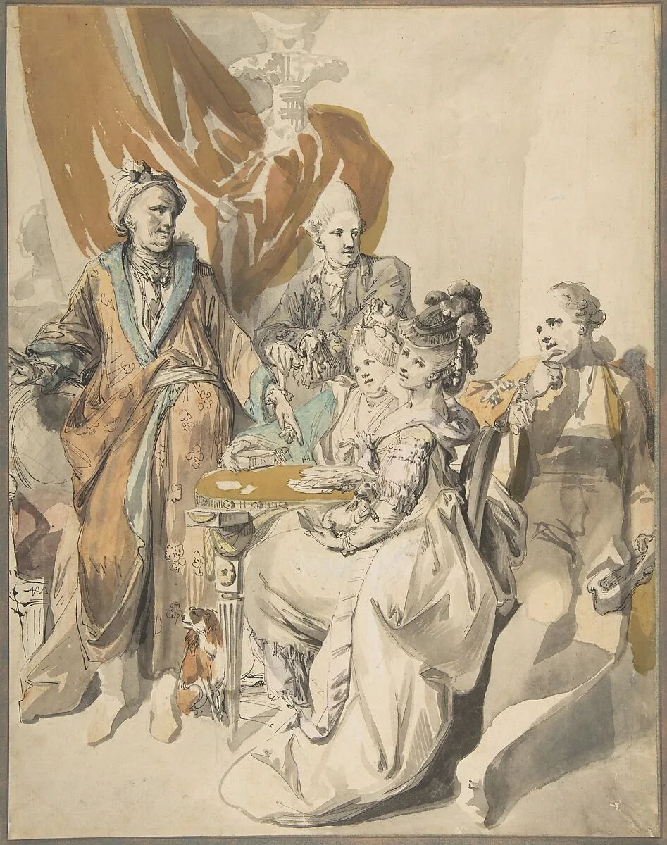 Two Women and Three Men Playing Cards — Johann Eleazar Zeissig, called Schenau
