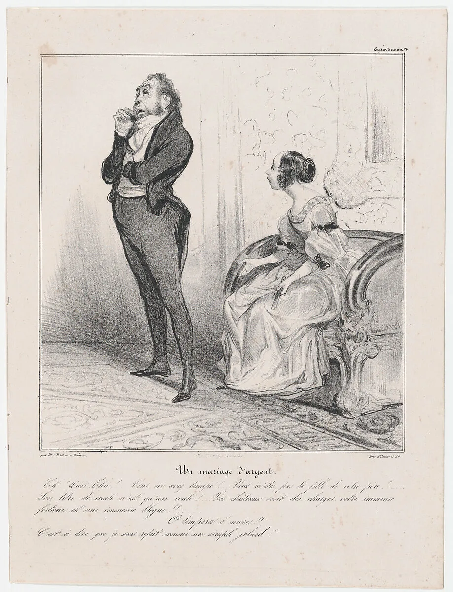 Plate 26: Marriage of convenience, from 'Caricaturana,' published in Les Robert Macaires — Aubert et Cie|Aubert et Cie|Charles Philipon|Honoré Daumier
