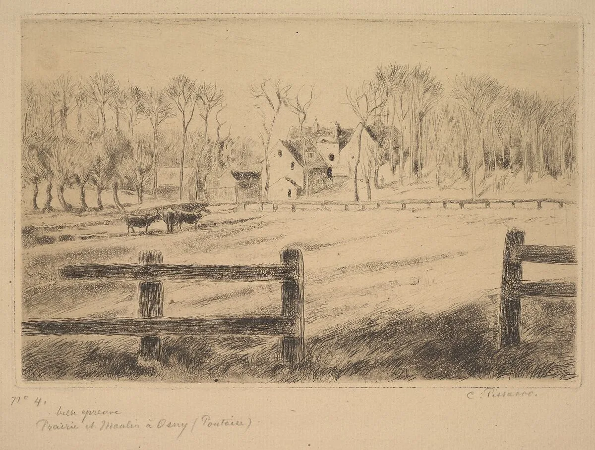 Field and Mill at Osny (Pontoise), 1885 — Camille Pissarro