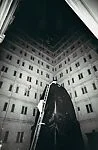[Lette Eisenhauer Ascending Ladder in "The Courtyard," a Happening by Allan Kaprow, New York City]