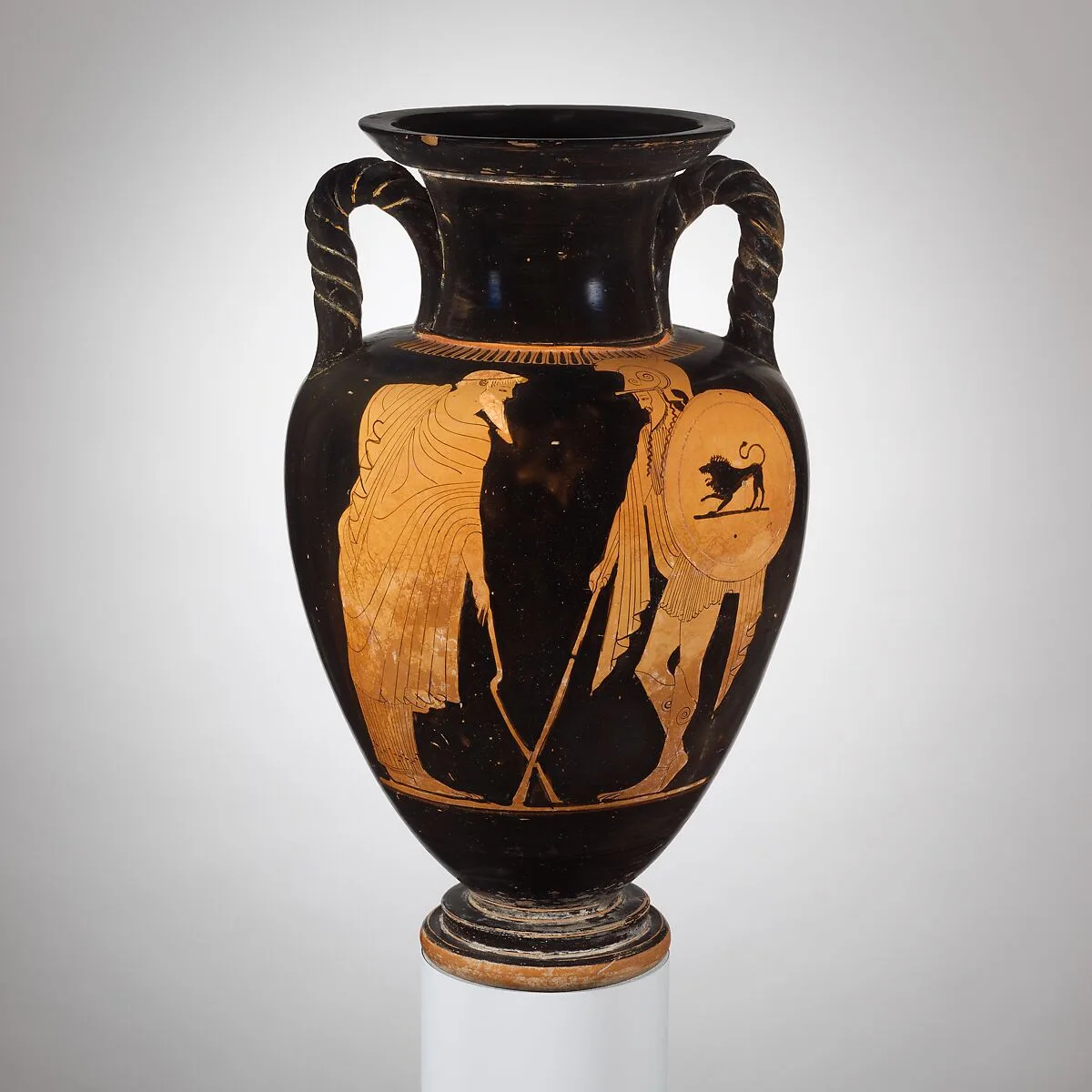 Terracotta neck-amphora (jar) with twisted handles — Matsch Painter