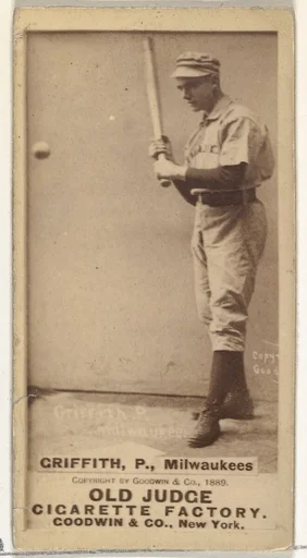 Clark Calvin "Old Fox" Griffith, Pitcher, Milwaukee, from the Old Judge series (N172) for Old Judge Cigarettes