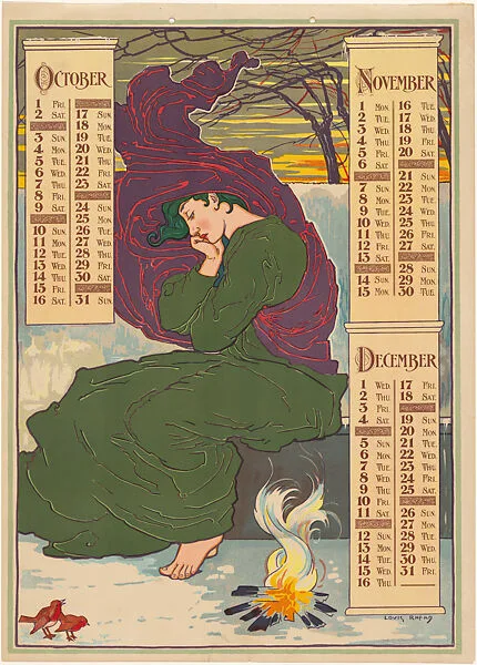 October, November, December — Louis John Rhead|Louis Prang & Co.