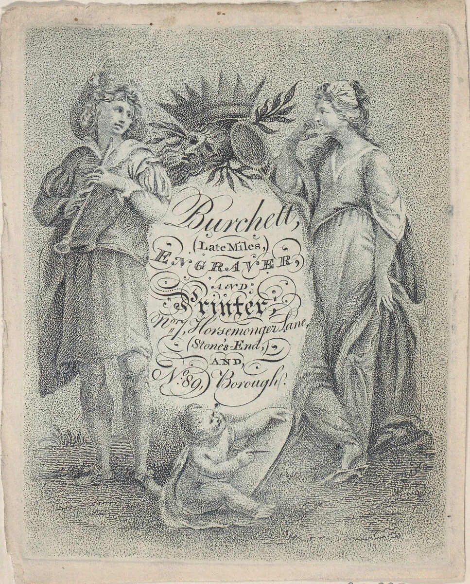 Trade Card for Burchett, Engraver and Printer — Anonymous, British, 19th century