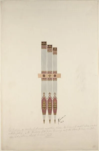 Design for Organ Pipes Decorated with Flowers and Fleur-de-lys — John Dibblee Crace
