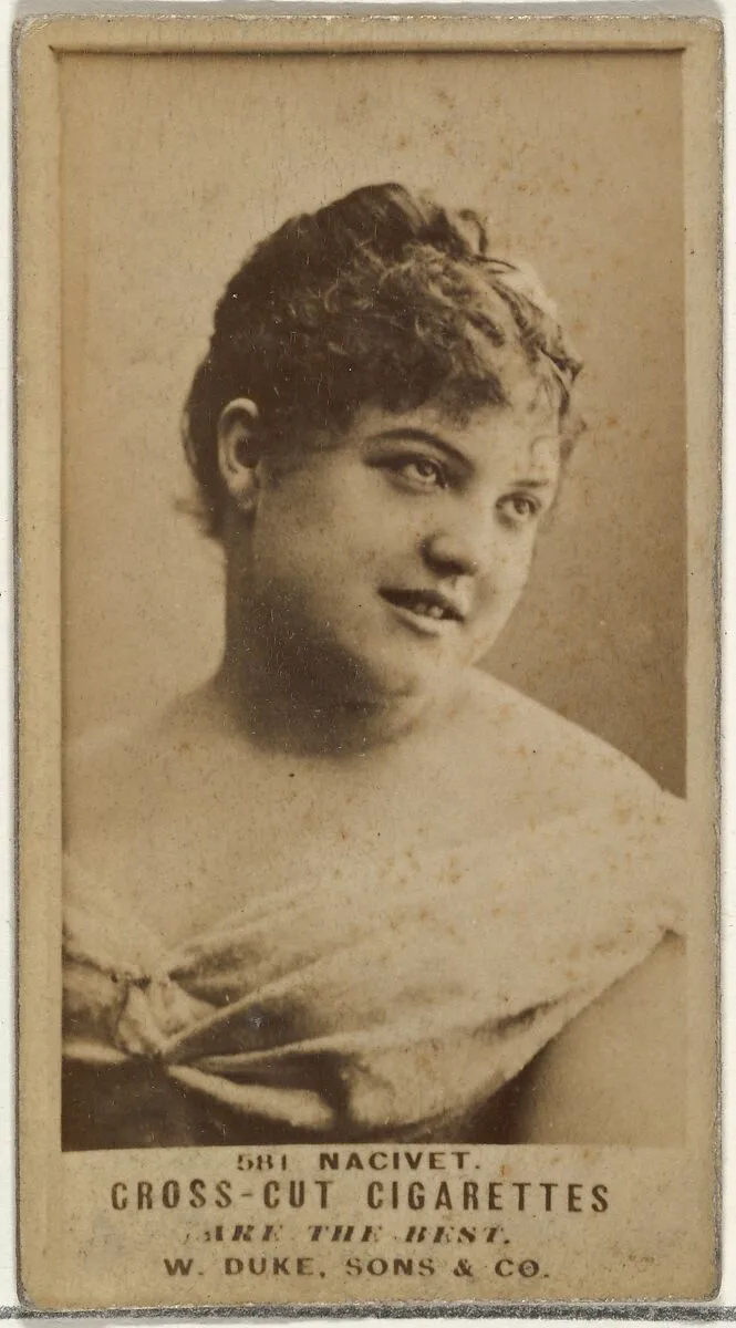Card Number 581, Nacivet, from the Actors and Actresses series (N145-3) issued by Duke Sons & Co. to promote Cross Cut Cigarettes — W. Duke, Sons & Co.