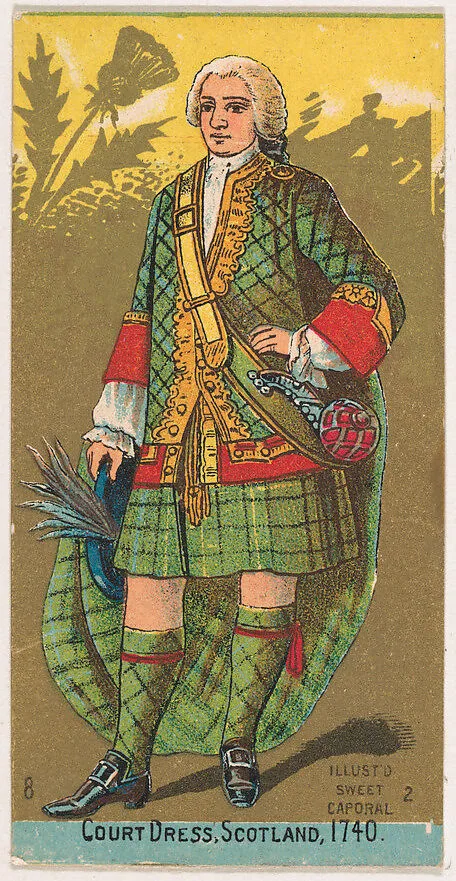 Count Dress, Scotland, 1740, from the Military Series (N224) issued by Kinney Tobacco Company to promote Sweet Caporal Cigarettes — Kinney Brothers Tobacco Company