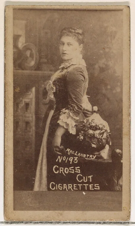Card Number 193, Mrs. Langtry, from the Actors and Actresses series (N145-1) issued by Duke Sons & Co. to promote Cross Cut Cigarettes — W. Duke, Sons & Co.
