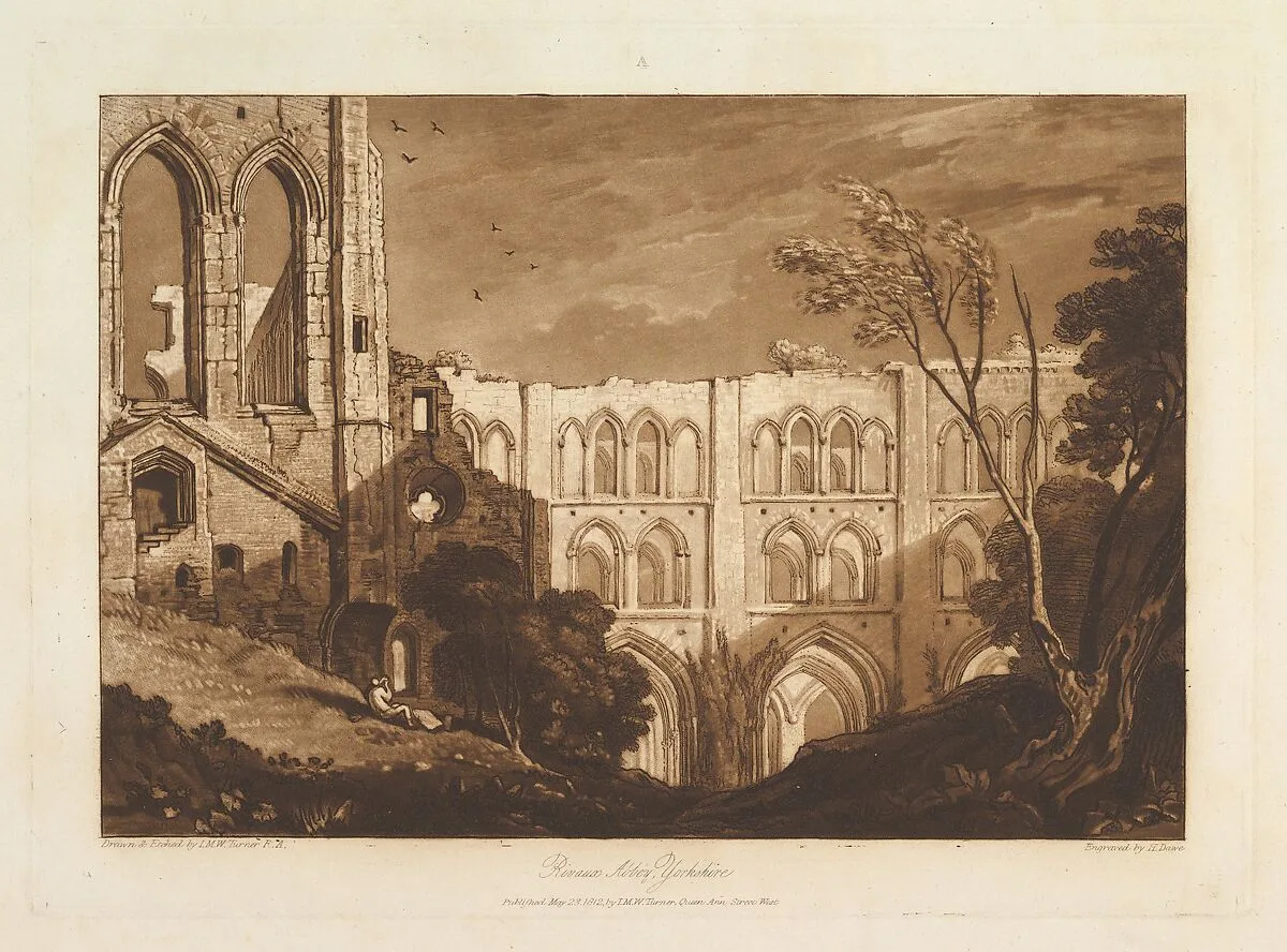 Rivaux Abbey, Yorkshire (Liber Studiorum, part X, plate 51) — Henry Edward Dawe|Joseph Mallord William Turner|Joseph Mallord William Turner