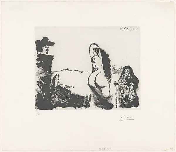 Le déjeuner sur l'herbe, in the style of Rembrandt, with Maja and Célestine, from 347 Suite — Pablo Picasso|Aldo and Piero Crommelynck|Galerie Louise Leiris