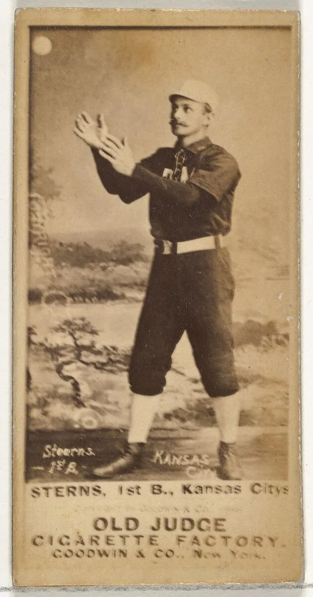 Daniel Eckford "Ecky" Stearns, 1st Base, Kansas City Cowboys, from the Old Judge series (N172) for Old Judge Cigarettes — Goodwin & Company