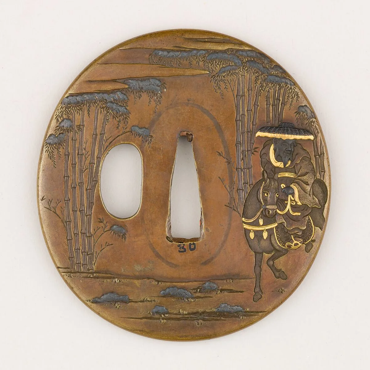 Sword guard (</>Tsuba</i>) Depicting Exiled Writer and Statesman Su Shi (蘇東坡図鐔) — Unknown