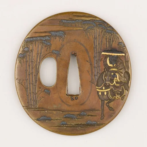 Sword guard (</>Tsuba</i>) Depicting Exiled Writer and Statesman Su Shi (蘇東坡図鐔)