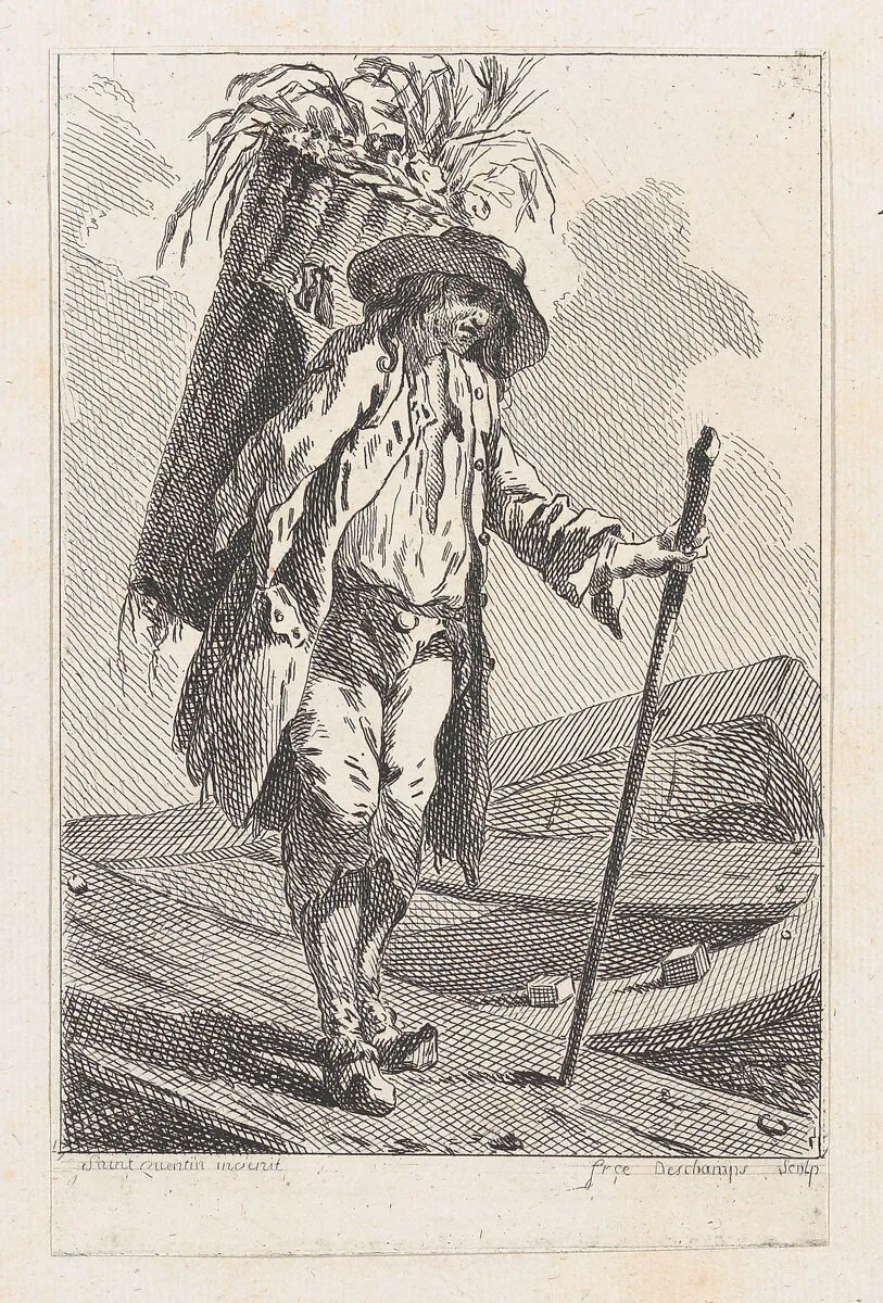 Peasant with Staff and Basket — Catherine-Francoise Beauvarlet|Jacques Philippe Joseph de Saint Quentin