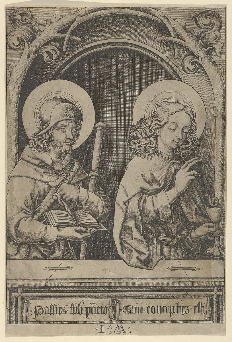 St. James the Greater and St. John, from The Apostles — Israhel van Meckenem