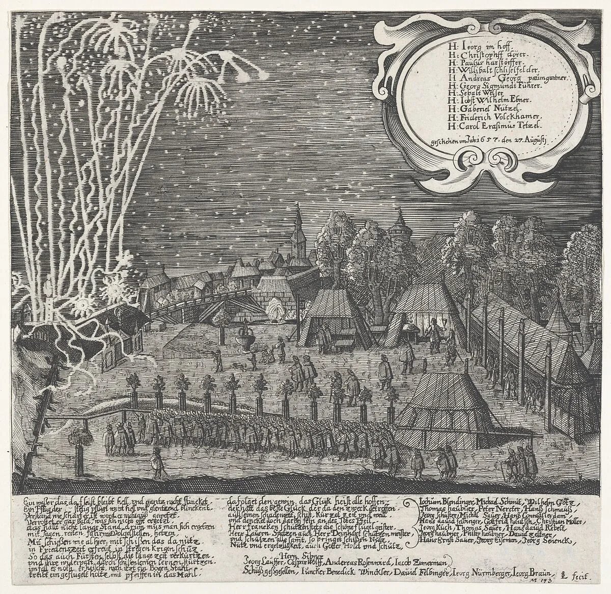 Fireworks display given by the Archery Company of Nuremberg, August 27, 1657 — Lukas Schnitzer
