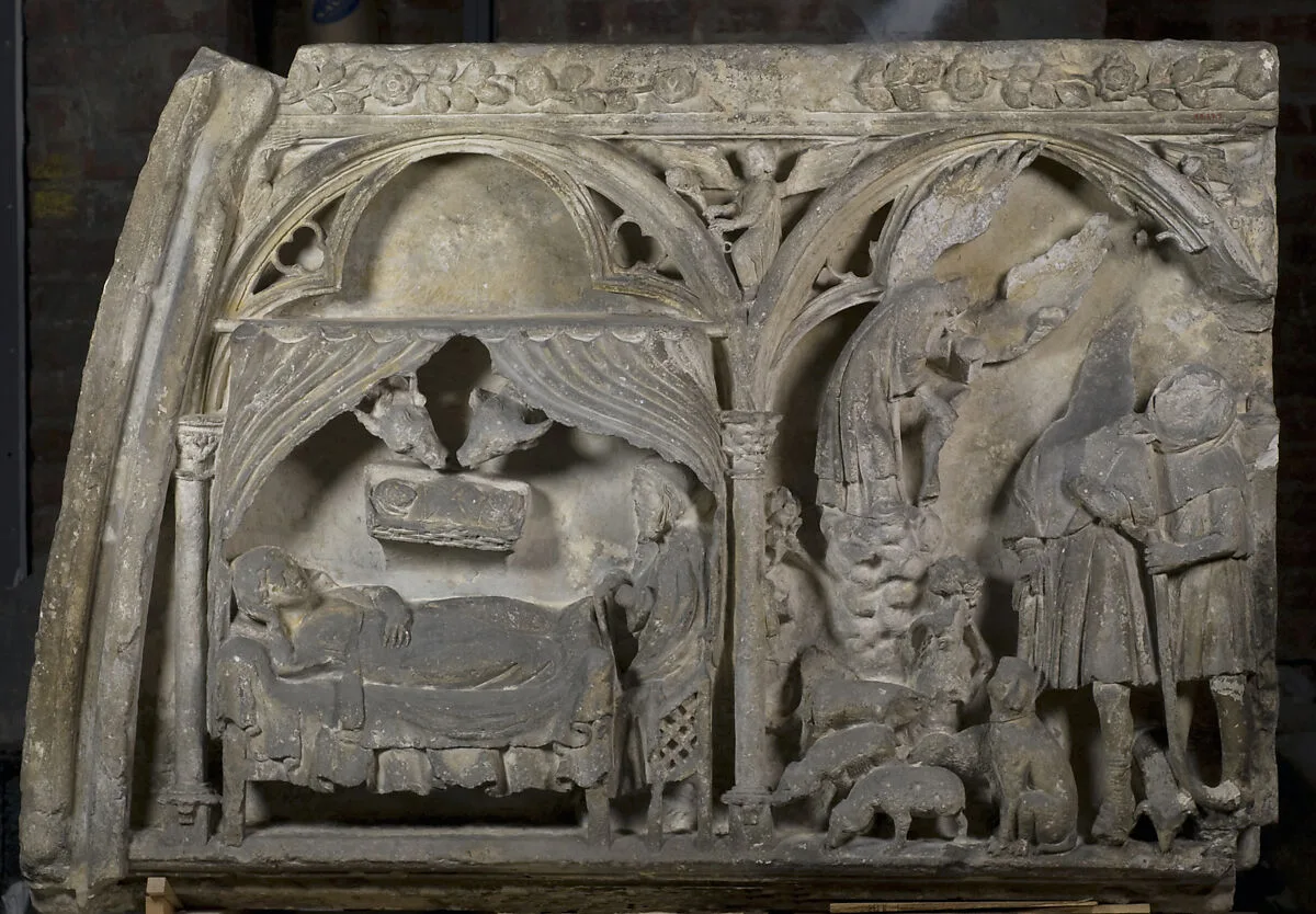 Tympanum Section with the Nativity and Annunciation to the Shepherds — Unknown