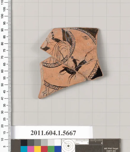 Terracotta rim fragment of a kylix (drinking cup)