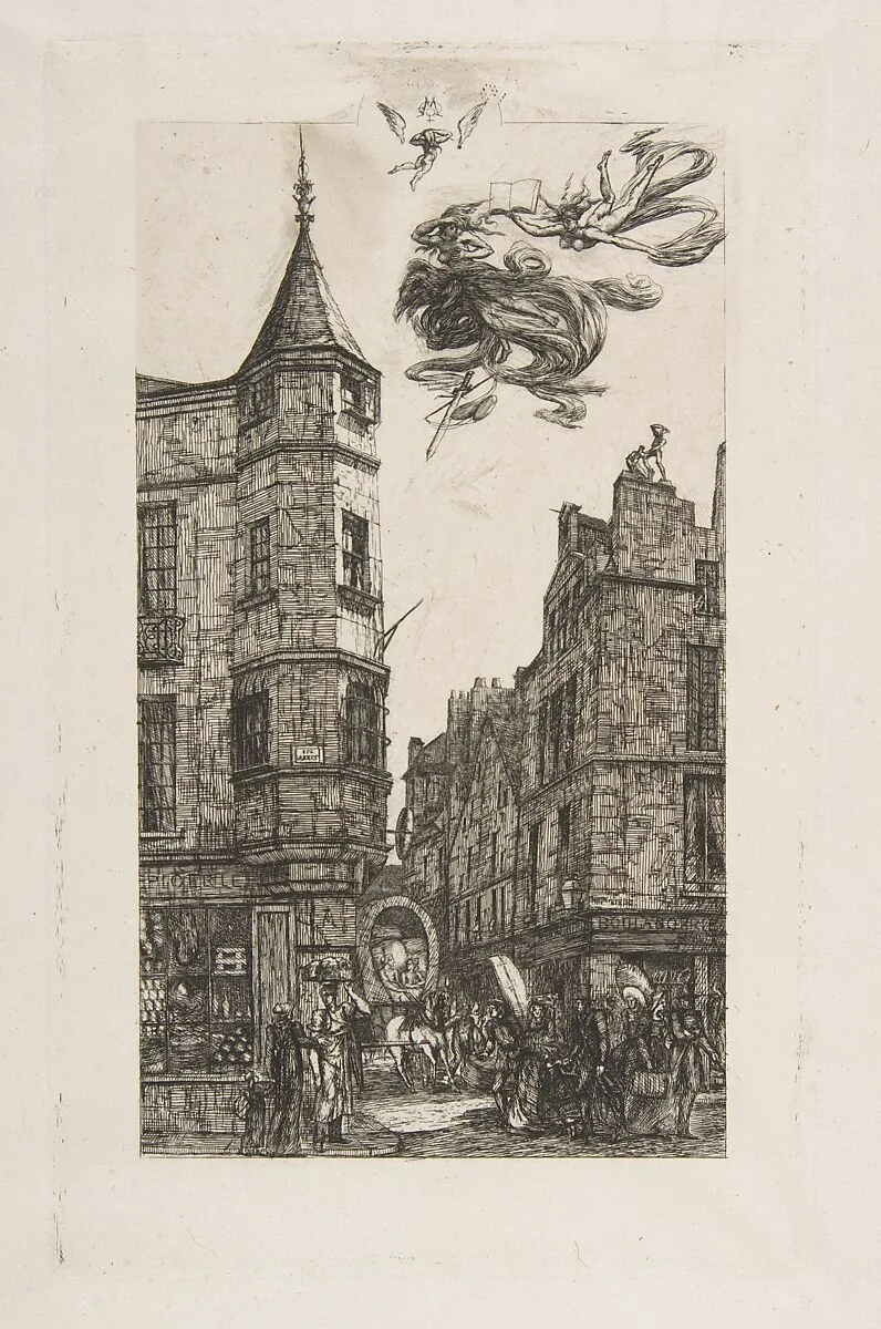 Tourelle Rue de l'Ecole de Médecine, 22 (House with a Turret, No 22, rue de l'Ecole de Médecine, Paris) (called the Turret of Marat) — Charles Meryon
