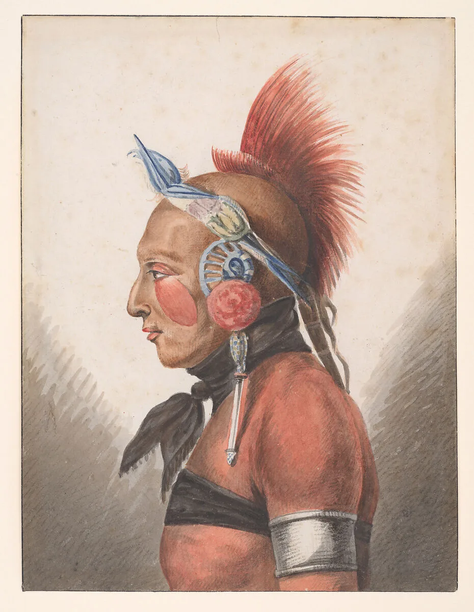 An Osage Warrior — Pavel Petrovich Svinin|Charles Balthazar Julien Févret de Saint-Mémin